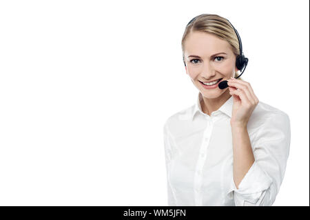 Supporto dedicato al cliente il personale su chiamata Foto Stock