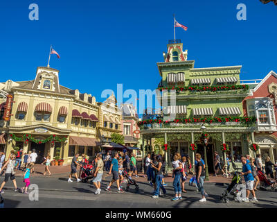 Vedute della famosa Disney World vicino a Orlando in Florida. Disney World è uno dei più grandi e famosi parchi di famiglia. Foto Stock