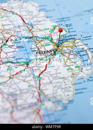 Mappa di Belfast in Irlanda del Nord Foto Stock