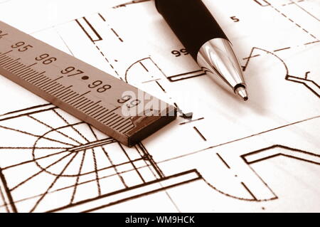I piani per una nuova residential real esate dall'architetto Foto Stock