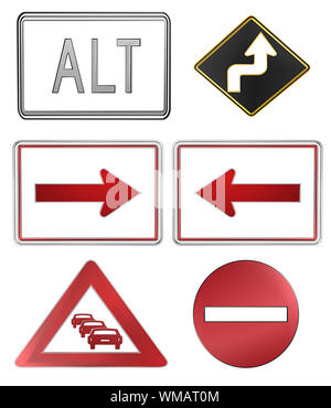 3d imposta icona, segnaletica stradale isolato Foto Stock