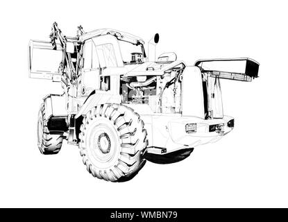 Bulldozer illustrazione tecnica disegno Foto Stock