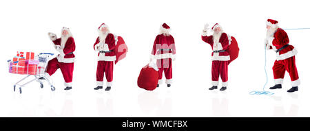 Immagine composita di diversi babbi natale su sfondo bianco Foto Stock