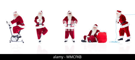Immagine composita di diversi babbi natale su sfondo bianco Foto Stock