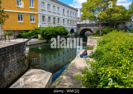 Niort, Francia - 11 Maggio 2019: vista del centro storico di Niort Deux-Sevres, Francia Foto Stock