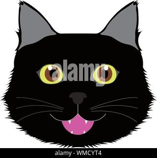 Illustrazione di un sorridente gatto nero in vettori Foto Stock