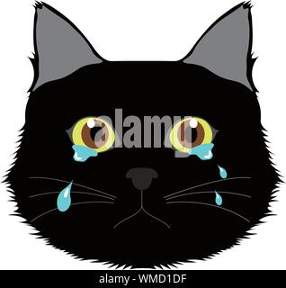 Illustrazione di un gatto nero in lacrime in vettori Foto Stock