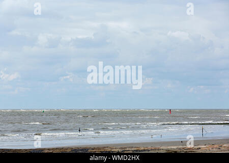 Norderney, Weststrand, Meer, Himmel, Wolken, Horizont Foto Stock