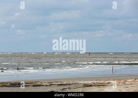 Norderney, Weststrand, Meer, Himmel, Wolken, Horizont Foto Stock