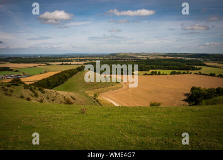 Cley Hill Età del Ferro hill fort e poco Cley collina vicino Warminster, Wiltshire, Regno Unito Foto Stock