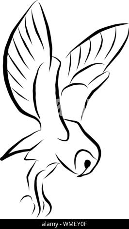 Vector Flying Owl, distesa la sua piuma. Illustrazione Vettoriale