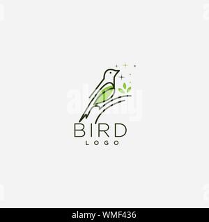 Moderno logo di uccelli, linea piatta stile design illustrazioni vettoriali set di icone e logotipo Illustrazione Vettoriale