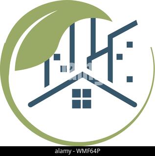 Green House logo Design Vettoriali, Casa Natura Logo Illustrazione Vettoriale