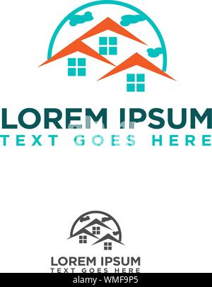 Creative Real Estate Logo Design. Casa Logo Design. Immobiliare icona Vettore. Illustrazione Vettoriale