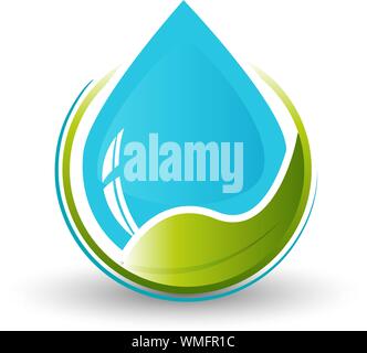 Acqua e foglia di logo del vettore per la salute naturale simboli e acqua pulita company Illustrazione Vettoriale