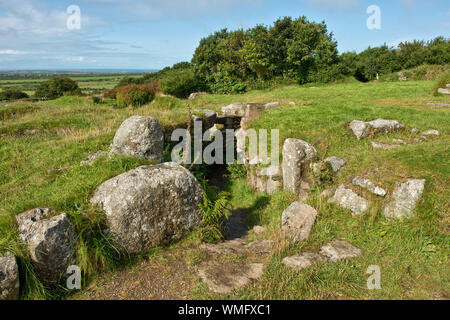 Pietra passaggio sotterraneo (fogou) di Carn Euny insediamento. Sancreed, SW Cornovaglia Foto Stock