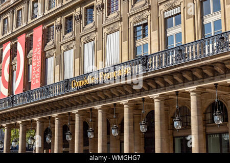 La facciata della Comedie Francaise a Parigi Foto Stock