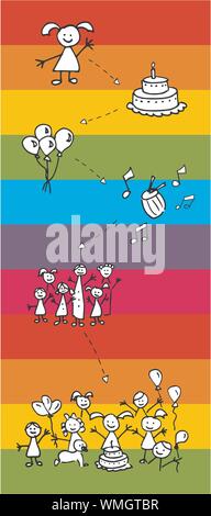 Buon compleanno felicità: friendly caratteri Illustrazione Vettoriale