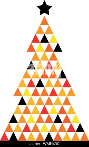 Variopinto mosaico Xmas Tree isolato su bianco Illustrazione Vettoriale