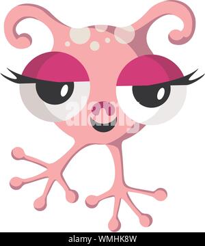 Spazio di colore rosa Monster su bianco Illustrazione Vettoriale