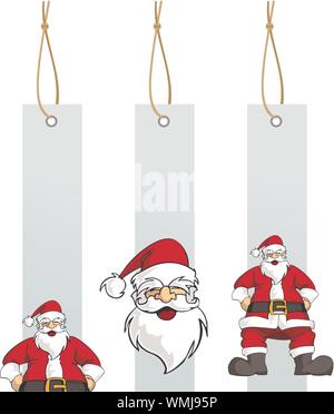 Serie di Natale: Santa Claus Carattere etichette pendenti Illustrazione Vettoriale