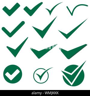 Segno di spunta icone di oggetti Illustrazione Vettoriale