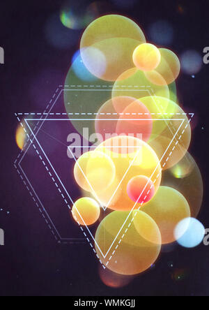 In stile vintage sfondo con cerchi gialli, bokeh effetto, grunge texture della carta utilizzata. Foto Stock