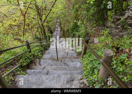 Ponte del diavolo scende, il Galles. Un ben noto attrazione turistica vicino a Aberystwyth in Galles centrale. Foto Stock