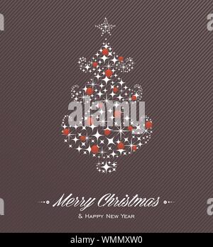 Buon Natale e Felice Anno Nuovo tree stelle card Illustrazione Vettoriale
