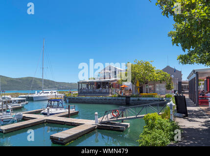 Ristoranti a marina in Thesen Isola, Knysna, Garden Route, Western Cape, Sud Africa Foto Stock