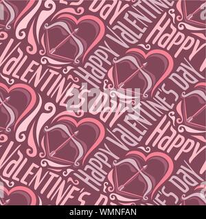 Vector seamless pattern per buon San Valentino: freccia e arco nel cuore su carta di avvolgimento per regalo. Illustrazione Vettoriale