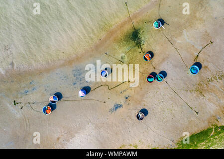 Vista aerea della spiaggia di Eo Gio, Nhon Ly, Quy Nhon, Binh Dinh, Vietnam. Foto Stock
