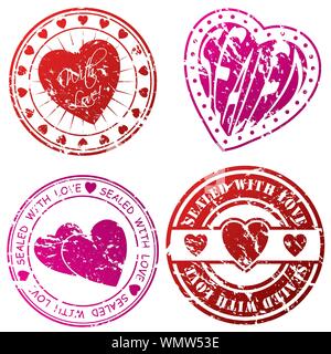 Amore francobolli per lettere di amore Illustrazione Vettoriale