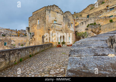 In Italia, Basilicata, provincia di Matera, Matera. Maggio 27, 2019. Agora nei Sassi vacation rental. Foto Stock