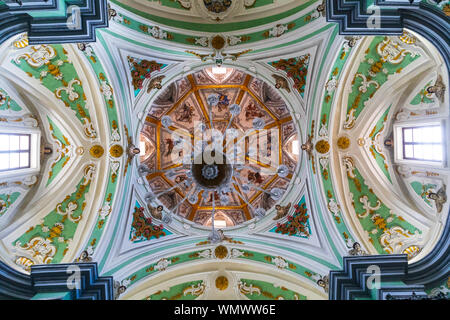 In Italia, Basilicata, provincia di Matera, Matera. Chiesa del Purgatorio. Maggio 28, 2019. Soffitto interno. Foto Stock