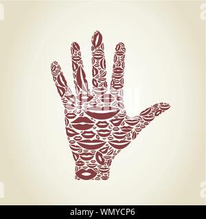 Mano un labbro Illustrazione Vettoriale