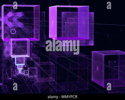 Abstract cubetti di volo - generati digitalmente 3d illustrazione Foto Stock