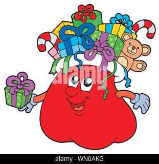 Sacchetto di Babbo Natale con i doni isolato Illustrazione Vettoriale