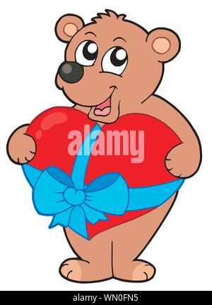 Valentino orso con cuore Illustrazione Vettoriale