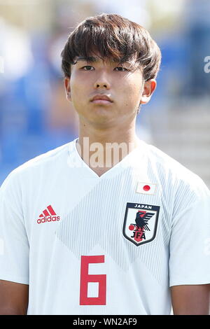 San Pedro del Pinatar, Spagna. 5 Sep, 2019. Riku Nakayama (JPN) Calcio/Calcetto : sotto-18 International amichevole tra U18 Scozia 1-1 U18 Giappone all'Arena Pinatar in San Pedro del Pinatar, Spagna . Credito: Mutsu Kawamori/AFLO/Alamy Live News Foto Stock