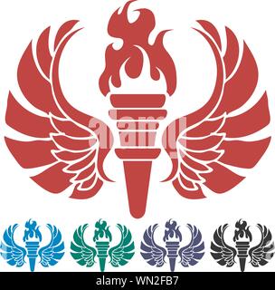 Torcia ardente con alette Illustrazione Vettoriale