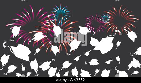 Graduazione fuochi d'artificio Illustrazione Vettoriale