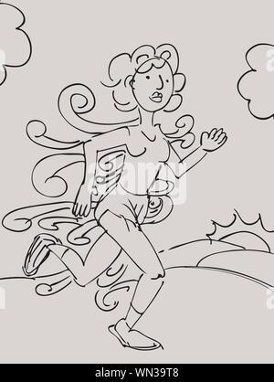 Donna corrente Illustrazione Vettoriale