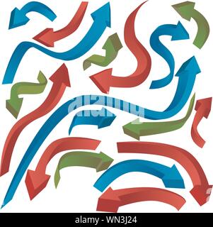 La curvatura 3D frecce Illustrazione Vettoriale