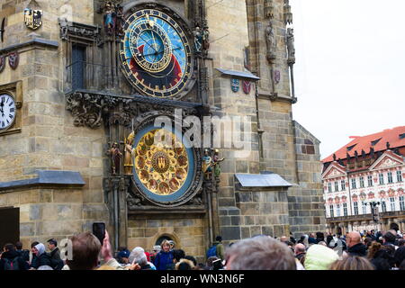 L'Orologio Astronomico di Praga, Repubblica Ceca Foto Stock