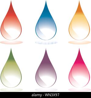 Set di 6 gocce di acqua Illustrazione Vettoriale
