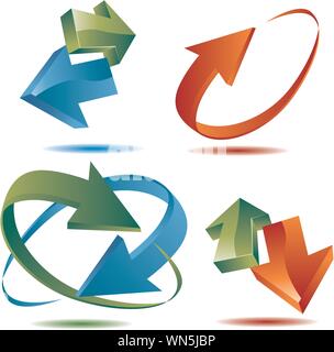 Carta lucida 3D insieme a freccia Illustrazione Vettoriale