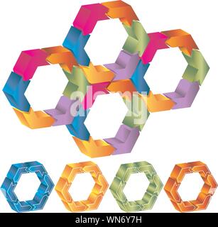 Processo schema esagonale Illustrazione Vettoriale