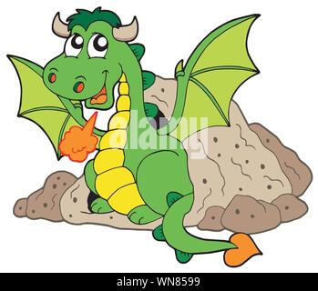 Carino dragon in grotta Illustrazione Vettoriale