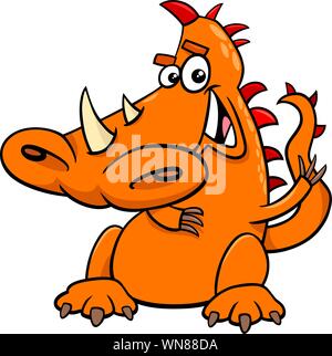 Cartoon illustrazione di Funny Dragon Fantasy immaginario personaggio animale Illustrazione Vettoriale